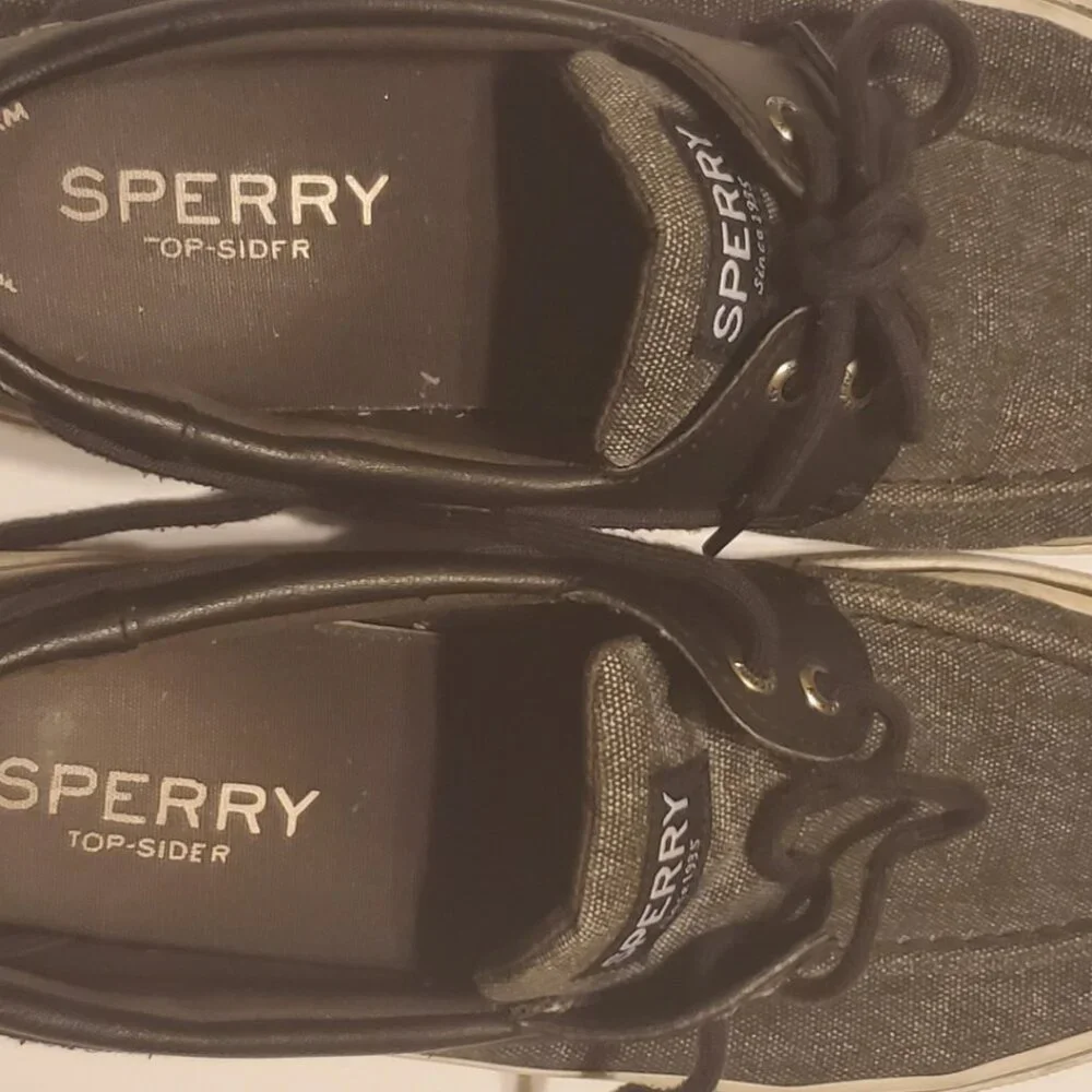 Sperry Men's Top-Sider Boat Shoes Black/Gray with Memory Foam Insoles Si…